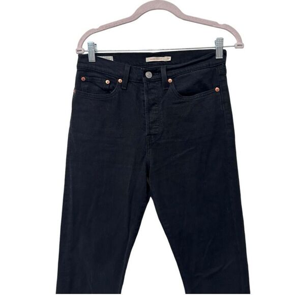 Levi's Premium Stretch Wedgie Fit Straight Jeans Black Denim Dark Wash Size 27 - Picture 2 of 13